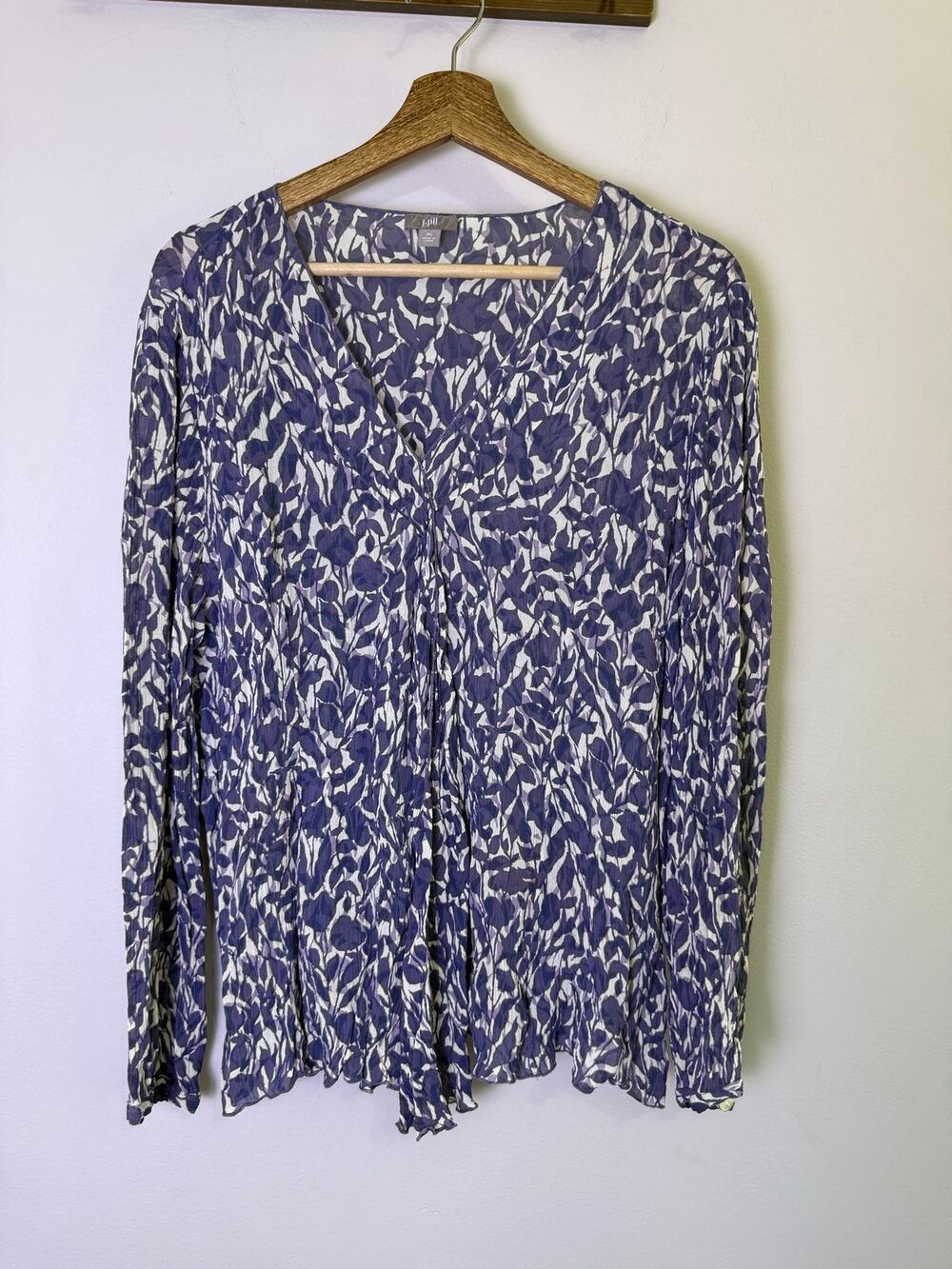 J. Jill Women’s XL Purple Floral Crinkle Rayon Button Front Blouse